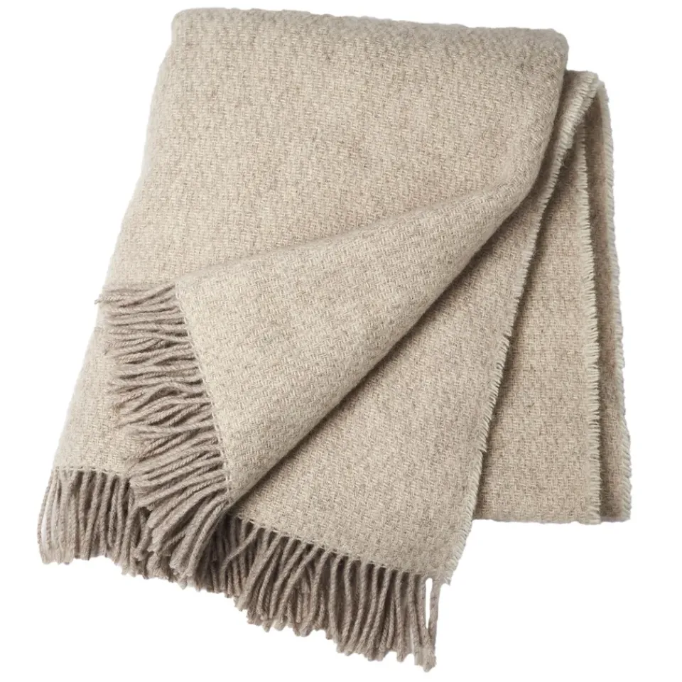 Clearance Scandi Living Sandstone wool throw 130x180 cm, Beige