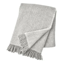 Wool Blankets & Throws^Scandi Living Sandstone wool throw 130x180 cm, Light Grey