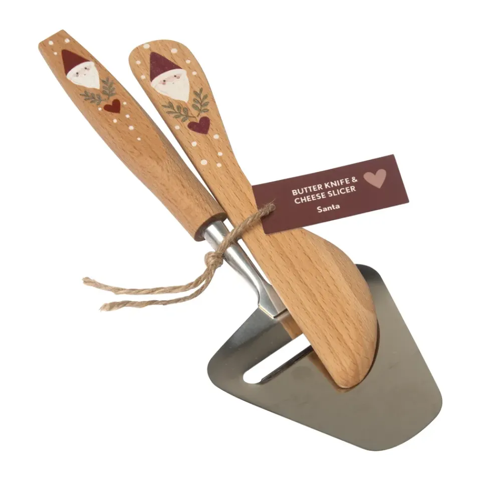 Cheese Slicers^Pluto Design Santa butter knife and cheese slicer 2 pieces, Beige