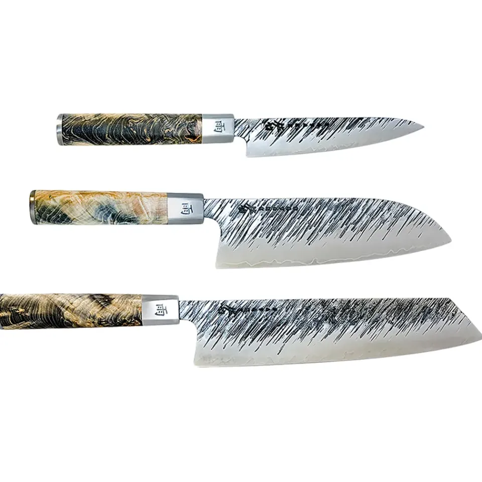 Clearance Satake Ame knife set, 3 pieces Silver-coloured