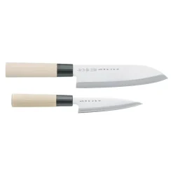 Japanese Knives|Knife Sets^Satake Houcho knife set petty & santoku, 2 pieces BeigeSilver-colouredBlack