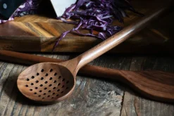 Spoons, Scoops & Ladles^Satake perforated ladle 33.5 cm, Walnut Brown
