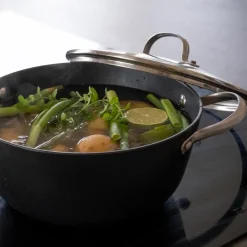 Clearance Satake sauté saucepan with glass lid 2-pieces, 4 L Black