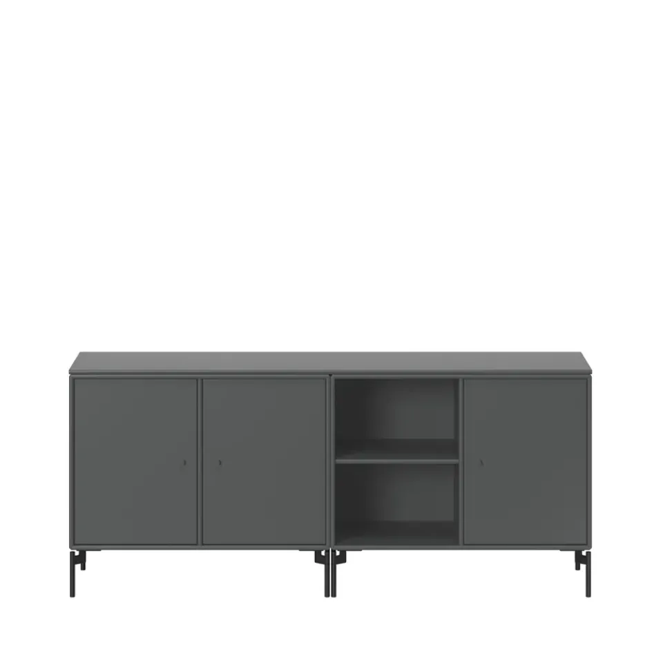 T.V & Media Units|T.V & Media Units^Montana Save side table, Anthracite 04, black lacquered leg Grey
