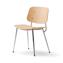 Sale Fredericia Furniture Søborg Metal chair, Clear lacquered oak-chrome frame Beige