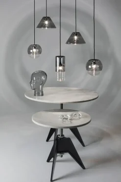 Tom Dixon Screw café table Ø90 cm, White marble-cast iron WhiteBlack