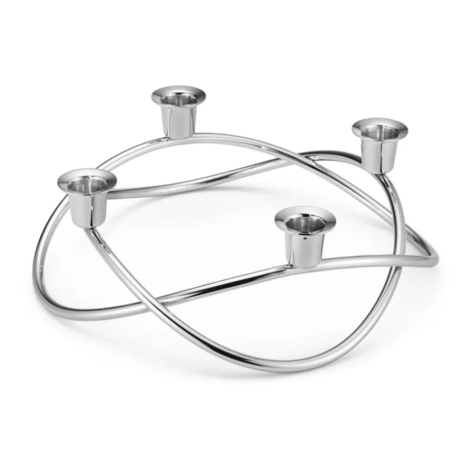 Sale Georg Jensen Season candleholder Ø26 cm, shiny GreySilver-coloured