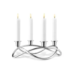 Sale Georg Jensen Season candleholder Ø26 cm, shiny GreySilver-coloured