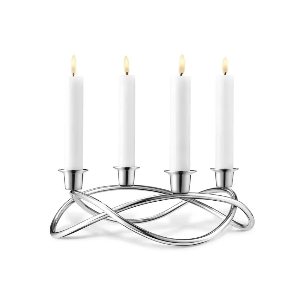 Sale Georg Jensen Season candleholder Ø26 cm, shiny GreySilver-coloured