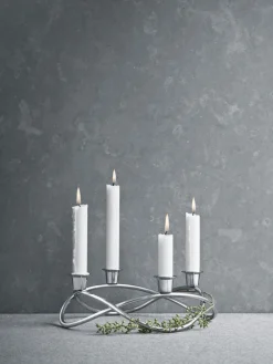 Sale Georg Jensen Season candleholder Ø26 cm, shiny GreySilver-coloured