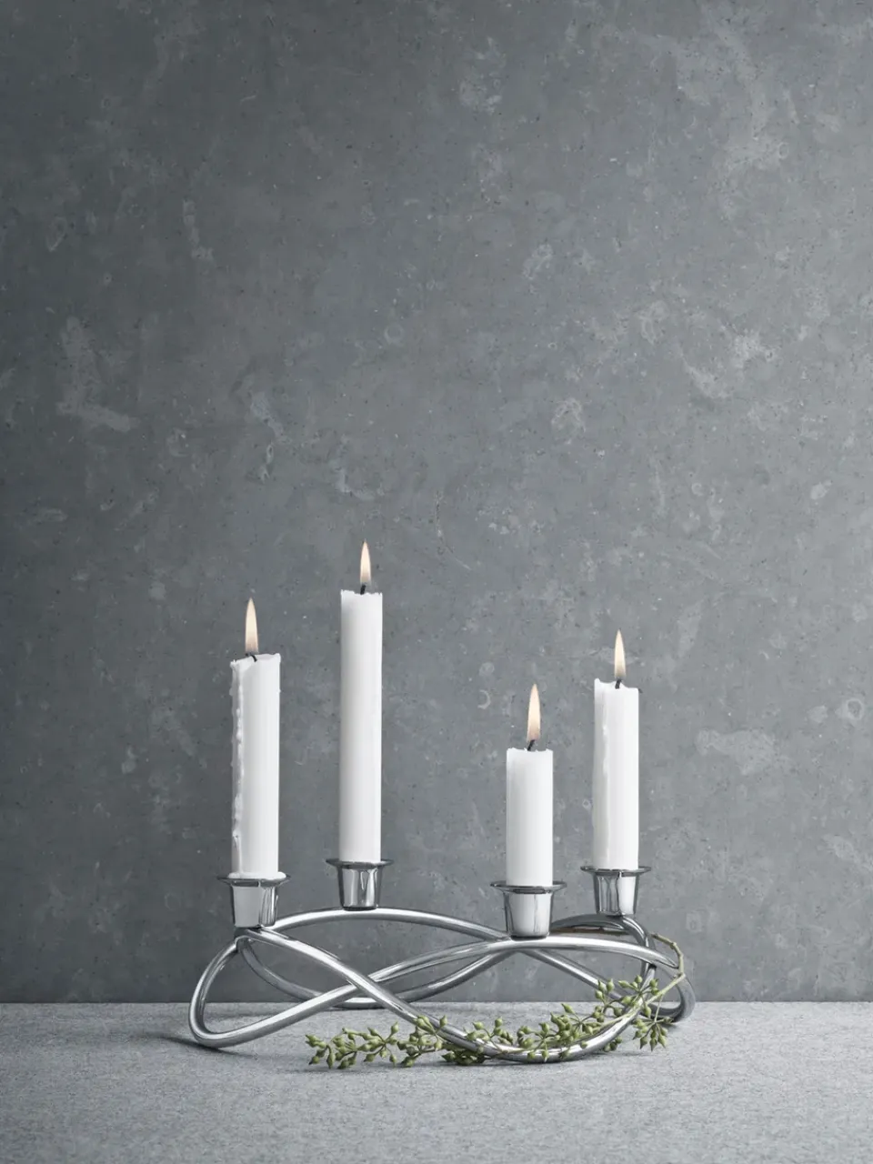 Sale Georg Jensen Season candleholder Ø26 cm, shiny GreySilver-coloured