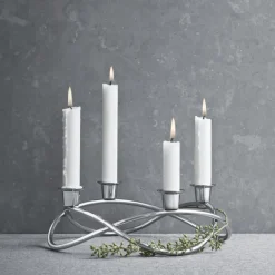 Sale Georg Jensen Season candleholder Ø26 cm, shiny GreySilver-coloured