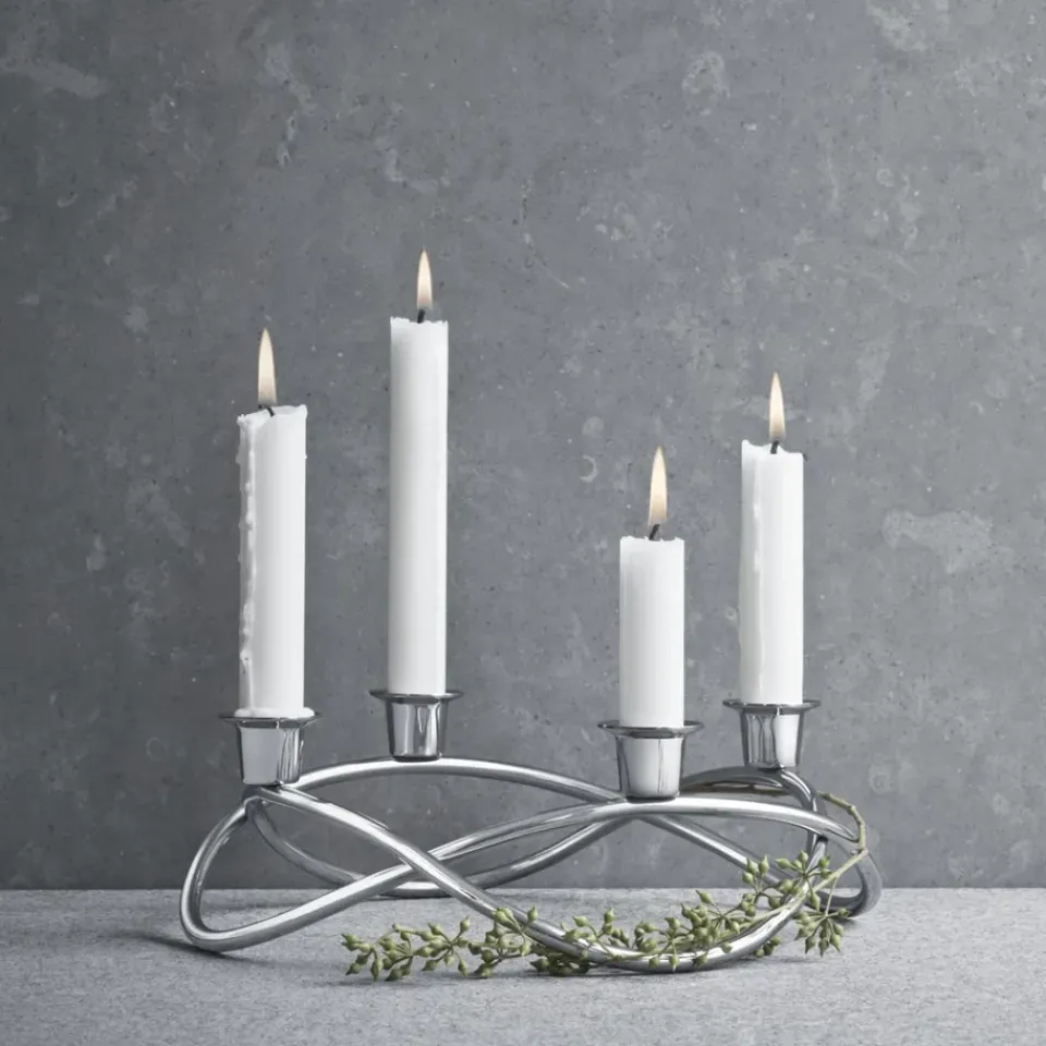 Sale Georg Jensen Season candleholder Ø26 cm, shiny GreySilver-coloured