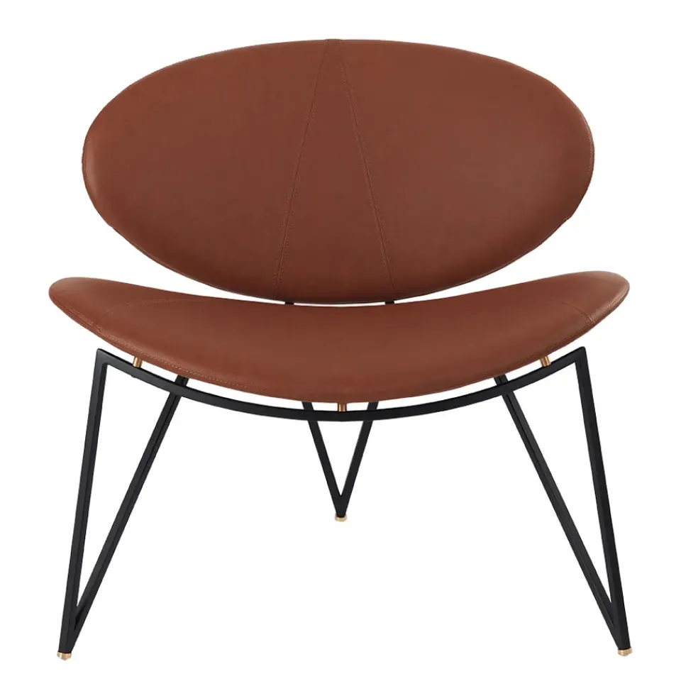Hot AYTM Semper lounge chair, Black-cognac BrownBlack