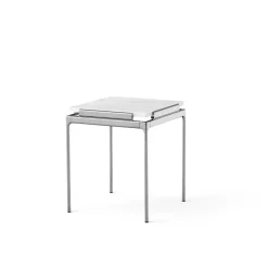 Sale &Tradition Sett LN11 side table, Bianco carrara-dark chrome White