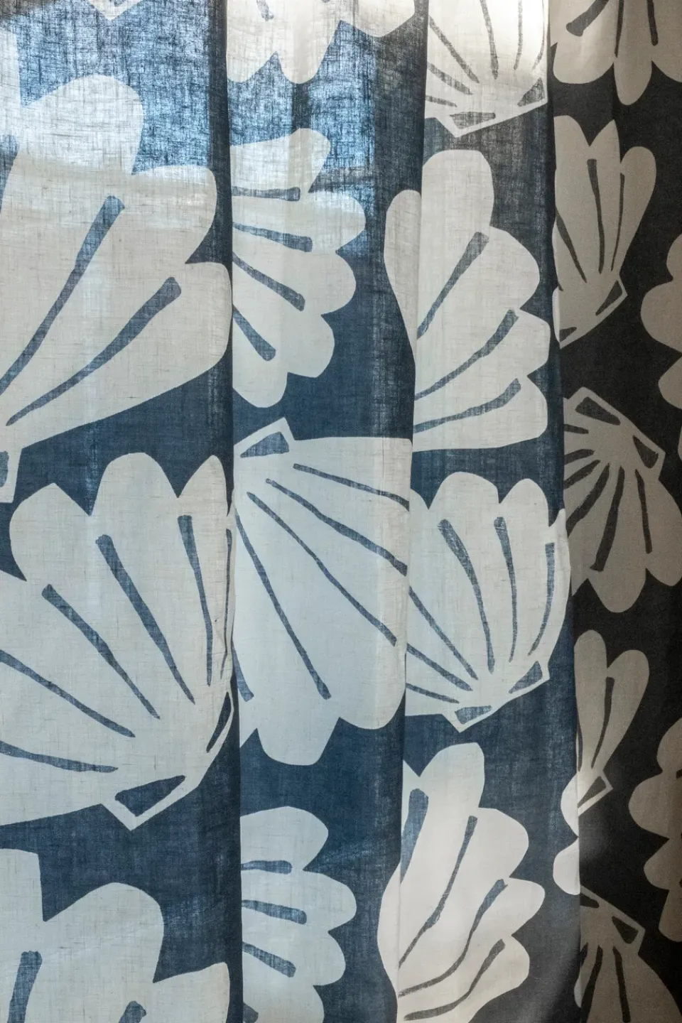 Curtains^Fine Little Day Shell curtain long 145x250, Blue BlueWhite