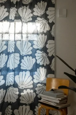Curtains^Fine Little Day Shell curtain long 145x250, Blue BlueWhite