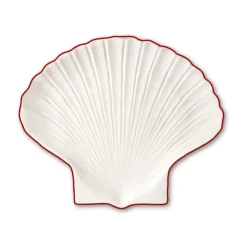 Small Plates & Side Plates^Byon Shell Line side plate S 13x16 cm, White-red Pink
