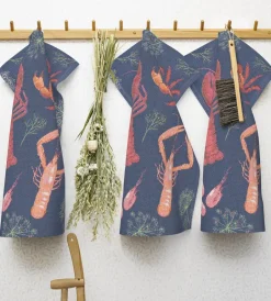 Hot Ekelund Linneväveri Shellfish party kitchen towel, 40x60 cm Multi
