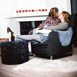 Sitting Poufs^Shepherd of Sweden Shepherd sit pouf Frida, -graphite Black
