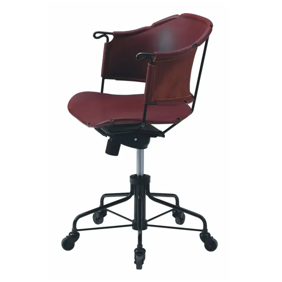 Källemo Sheriff office chair, Tärnsjö leather –black lacquered frame Brown