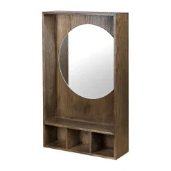 Wall Mirrors^Mette Ditmer Show-me mirror with shelf small, Dark oiled Brown