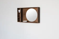 Wall Mirrors^Mette Ditmer Show-me mirror with shelf small, Dark oiled Brown