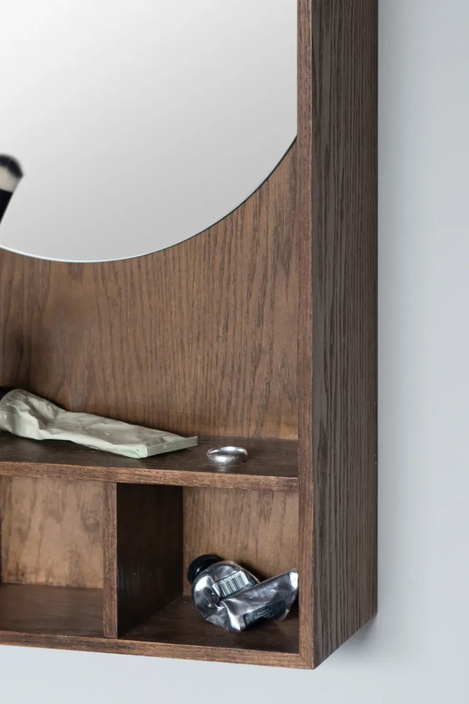 Wall Mirrors^Mette Ditmer Show-me mirror with shelf small, Dark oiled Brown