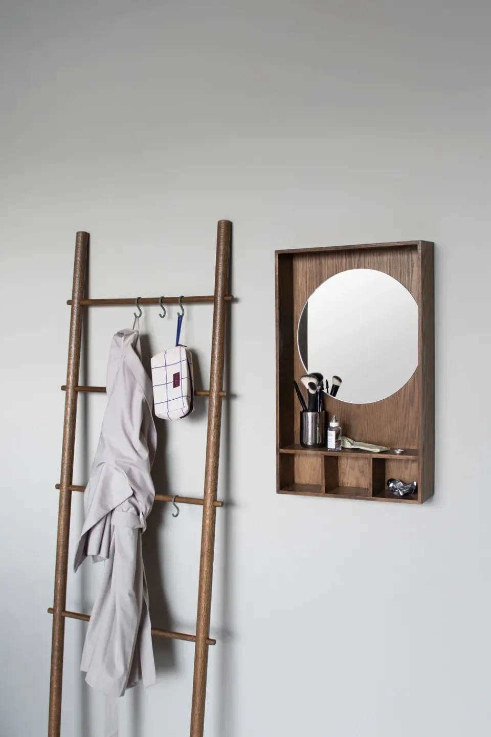 Wall Mirrors^Mette Ditmer Show-me mirror with shelf small, Dark oiled Brown