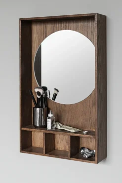 Wall Mirrors^Mette Ditmer Show-me mirror with shelf small, Dark oiled Brown