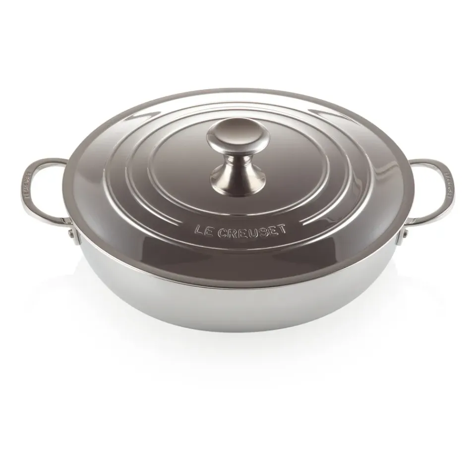 Cooking Pots & Casserole Dishes^Le Creuset Signature 3-Ply low casserole with lid, 4.8 l Silver-coloured