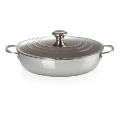 Cooking Pots & Casserole Dishes^Le Creuset Signature 3-Ply low casserole with lid, 4.8 l Silver-coloured