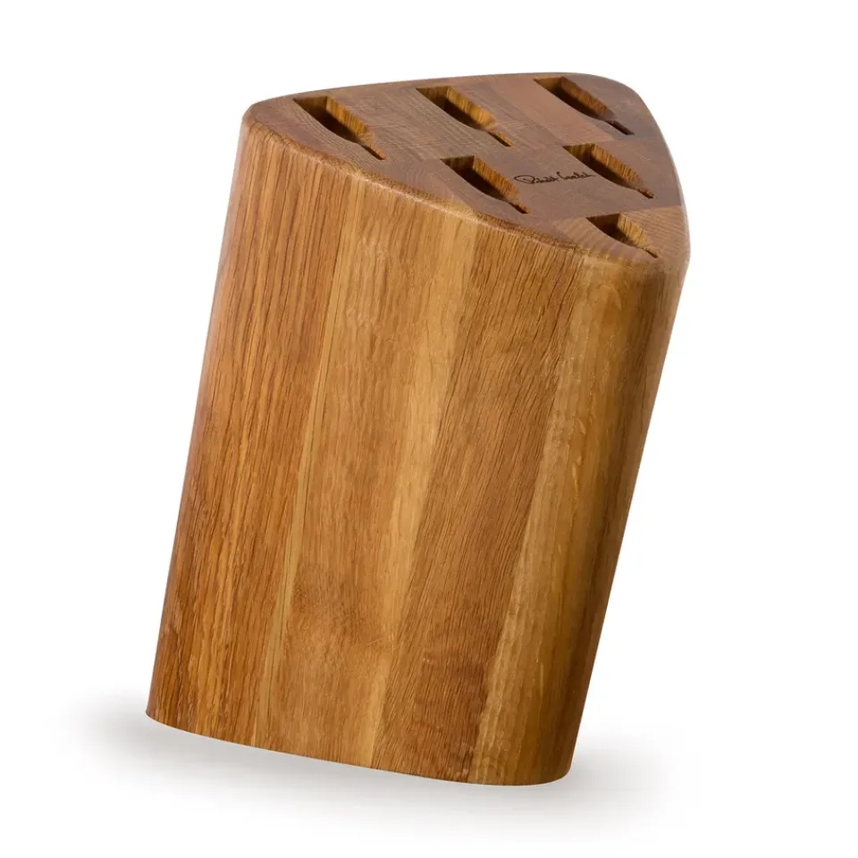 Knife Storage & Holders|Knife Blocks^Robert Welch Signature Prism Oak knife block set 7 pieces, oak BrownSilver-colouredBlack