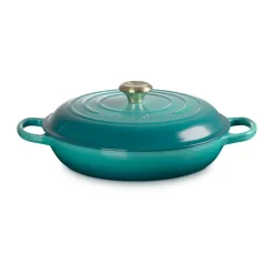 Cast Iron Casserole Pots|Cooking Pots & Casserole Dishes^Le Creuset Signature shallow casserole 3.5 l, Bleu Riviera Blue