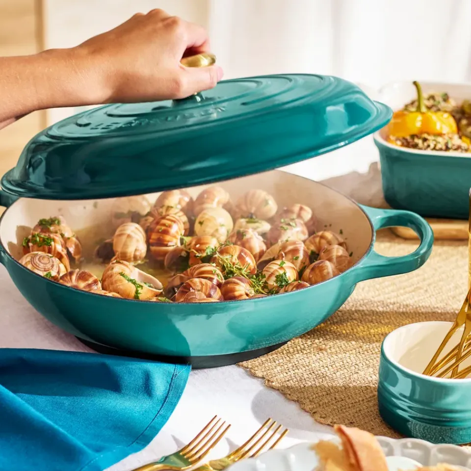 Cast Iron Casserole Pots|Cooking Pots & Casserole Dishes^Le Creuset Signature shallow casserole 3.5 l, Bleu Riviera Blue