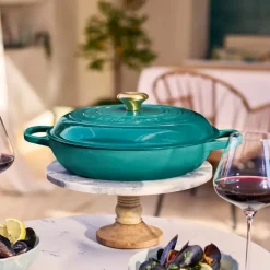Cast Iron Casserole Pots|Cooking Pots & Casserole Dishes^Le Creuset Signature shallow casserole 3.5 l, Bleu Riviera Blue