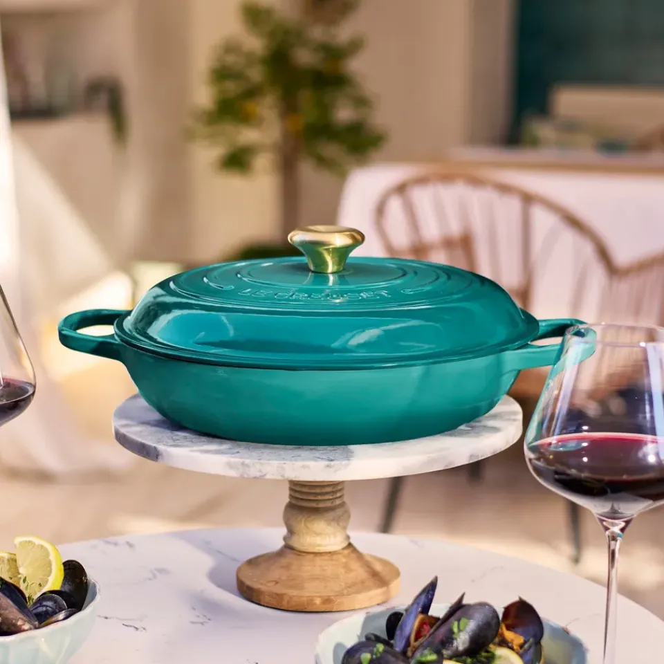 Cast Iron Casserole Pots|Cooking Pots & Casserole Dishes^Le Creuset Signature shallow casserole 3.5 l, Bleu Riviera Blue