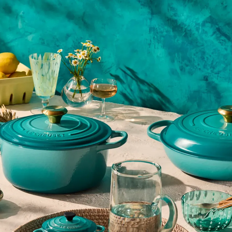 Cast Iron Casserole Pots|Cooking Pots & Casserole Dishes^Le Creuset Signature shallow casserole 3.5 l, Bleu Riviera Blue