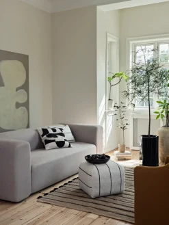 Sitting Poufs^Broste Copenhagen Sigrid pouf, Light beige-black, 50x50 cm BeigeBlack