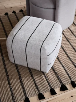 Sitting Poufs^Broste Copenhagen Sigrid pouf, Light beige-black, 50x50 cm BeigeBlack