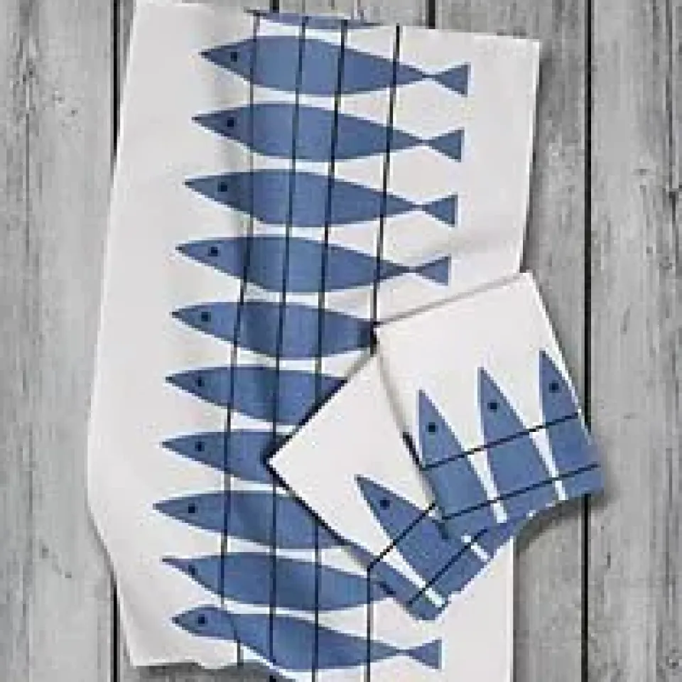 Almedahls Sill kitchen towel, white- Blue