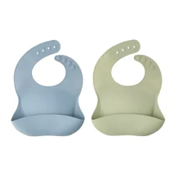 Bibs^Scandi Living Silly bib silicone 2-pack, Green-Blue BrownBlue