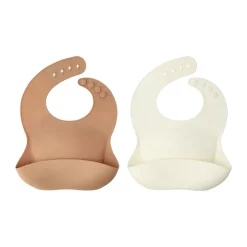 Best Scandi Living Silly bib silicone 2-pack, Vanilla-hazelnut WhiteBrown