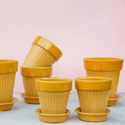 Sale Bergs Potter Simona flower pot glazed Ø14 cm, Yellow