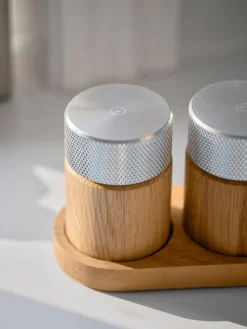 Gejst Sina salt and pepper mill 6 cm, Oak-steel Beige