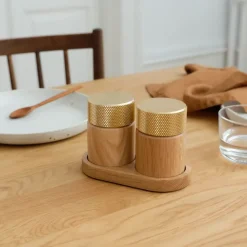 Salt & Pepper Shakers^Gejst Sina salt and pepper mill 6 cm, Oak-brass Beige