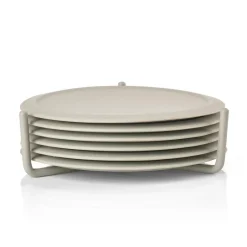 Discount Zone Denmark Singles coaster 6-pack with holder, mud Grey
