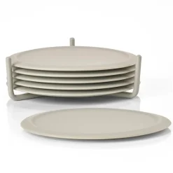 Discount Zone Denmark Singles coaster 6-pack with holder, mud Grey