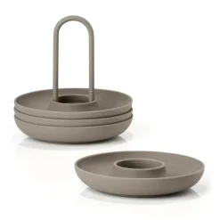 Egg Cups^Zone Denmark Singles egg cup 4-pack with holder, Taupe Brown