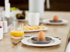 Egg Cups^Zone Denmark Singles egg cup 4-pack with holder, Taupe Brown
